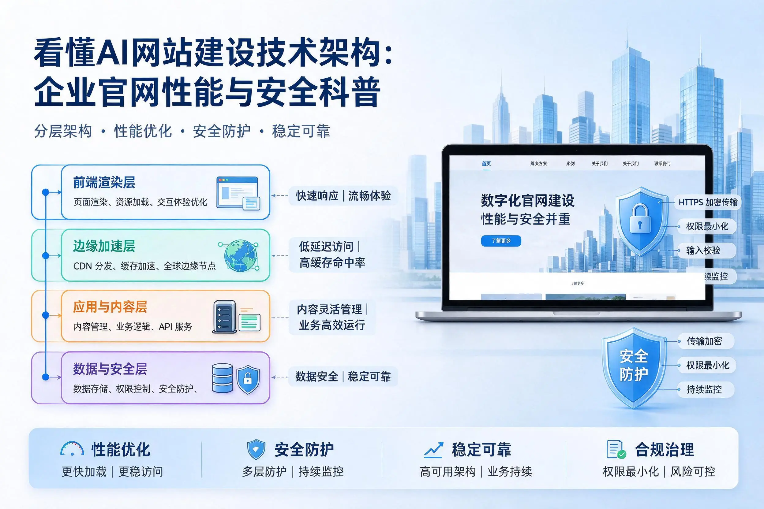 看懂AI网站建设技术架构:澄迈企业官网性能与安全科普
