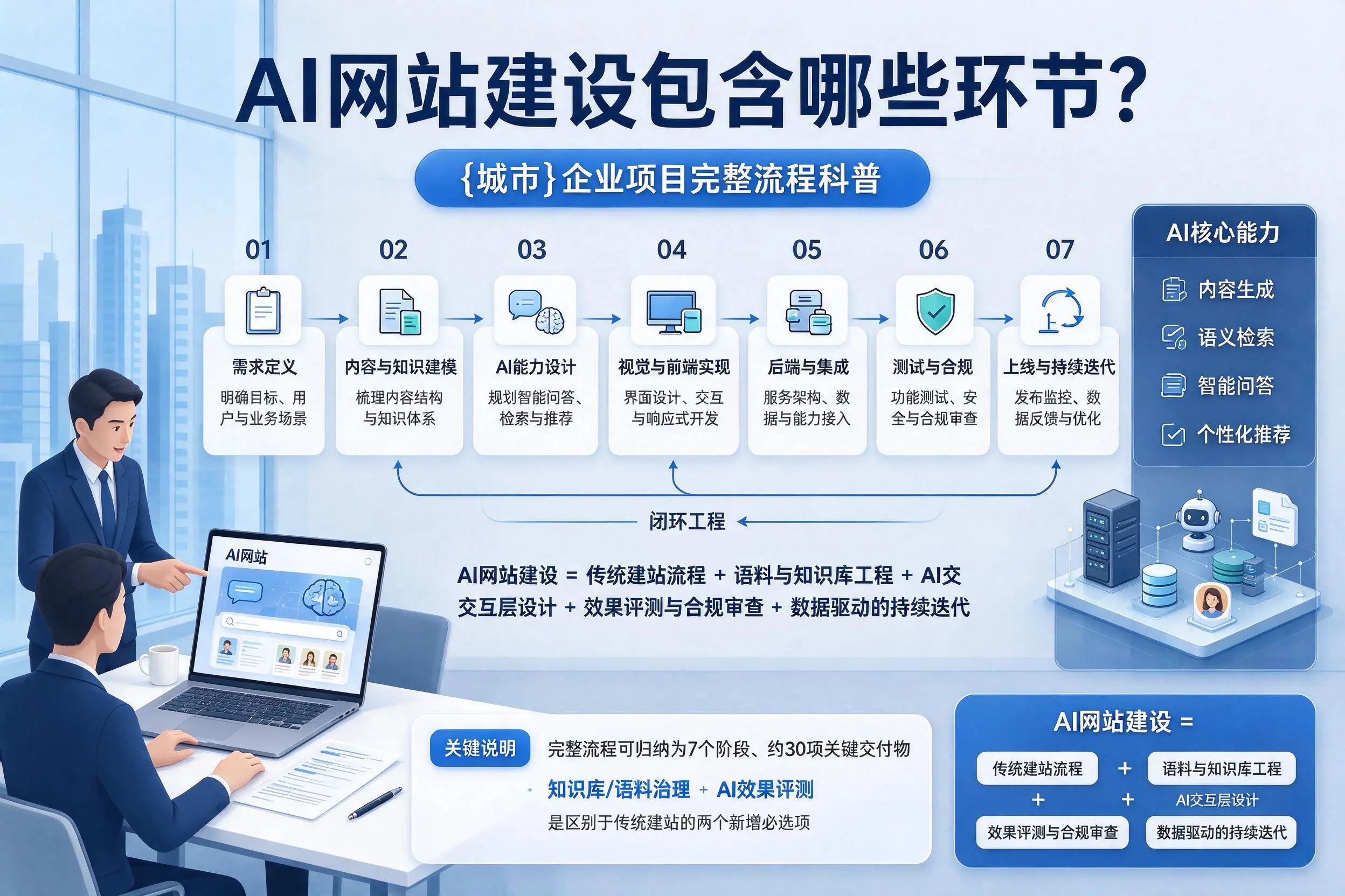 AI网站建设包含哪些环节？澄迈企业项目完整流程科普